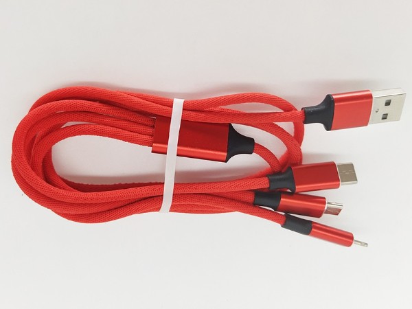 可同時(shí)充三種設(shè)備的一拖三充電線，帶Micro/Type-C/Lightning接口