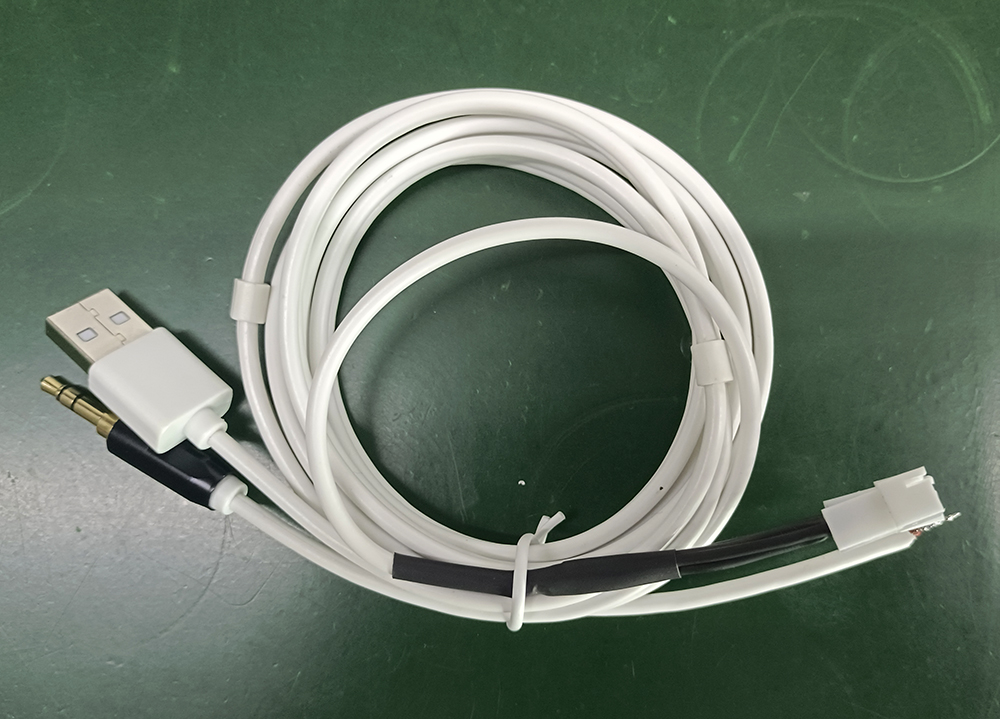 USB/三級(jí)音頻頭二合一雙拼線，音樂枕線材生產(chǎn)