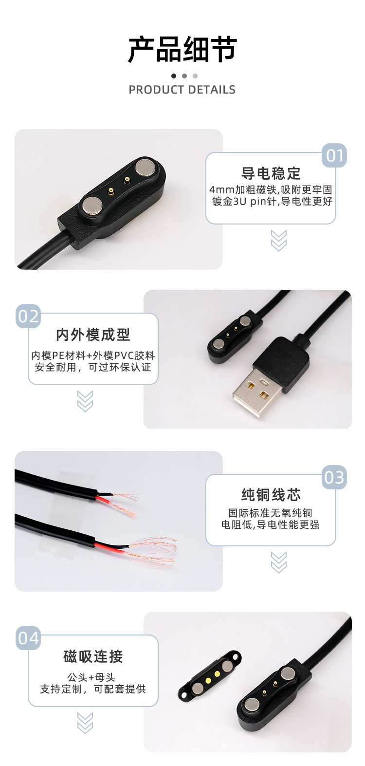 小米手表磁鐵充電線