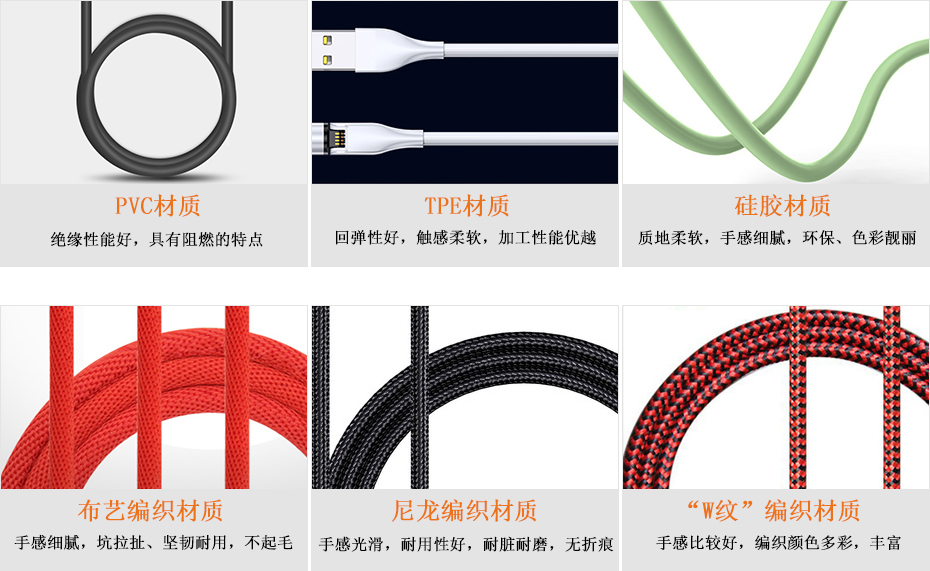 磁吸充電線材質